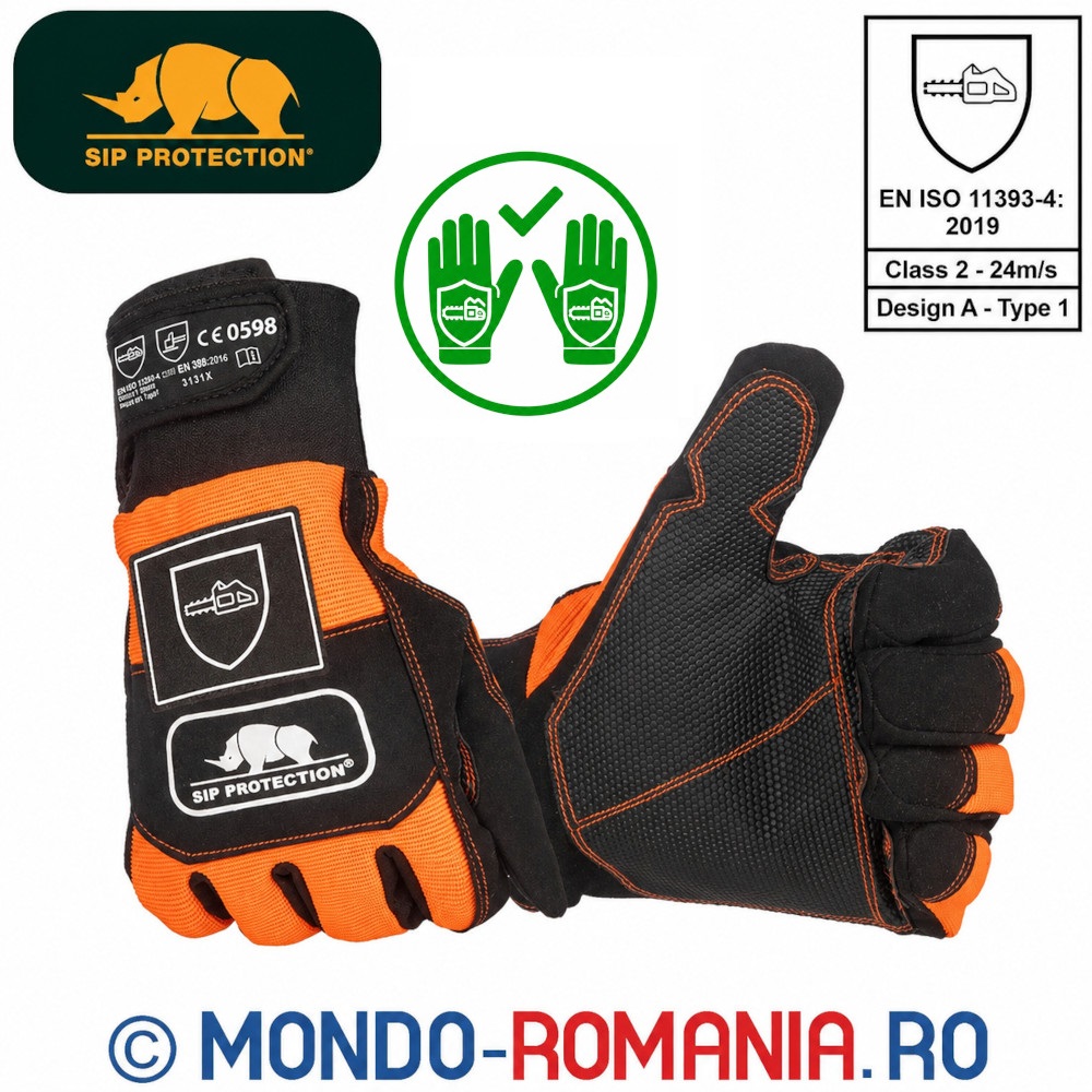 Manusi de protectie pe ambele maini, pentru lucru cu motofierastraul - clasa 2
