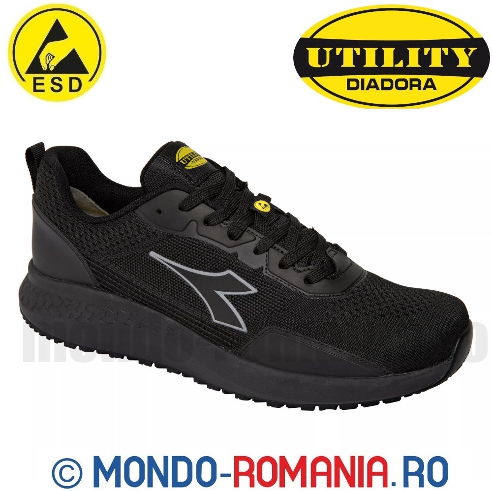 Pantofi de lucru, ESD, fara bombeu -  DIADORA SPORT CREW EVO Black - SR ESD
